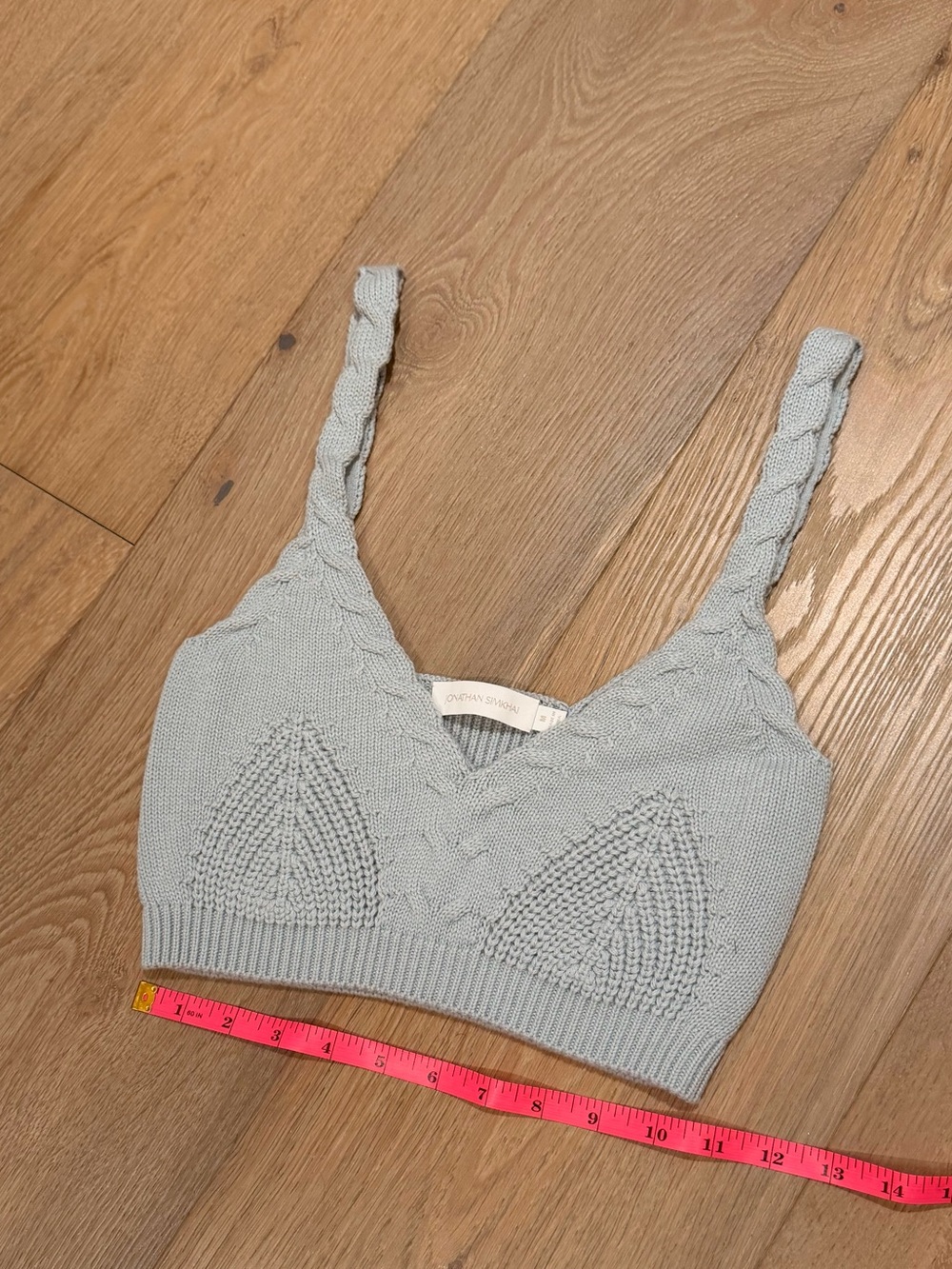 Jonathan Simkhai Elsa Knit Bralette Crop Top BABY BLUE - Picture 2 of 7